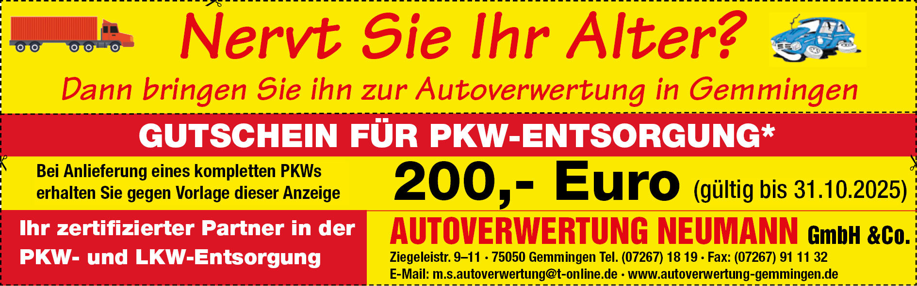 Gutschein für PKW-Entsorgung